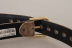 Light Brown Velvet Gold Tone Logo Metal Buckle Belt