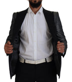 Black Silver Jacquard Slim Fit Jacket Blazer