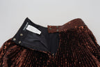 Bronze Sequined High Waist A-line Maxi Skirt