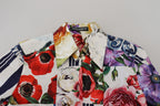 Multicolor Floral Cotton Collared Blouse Top