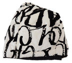White Printed Nylon Women Winter Beanie Cap Hat
