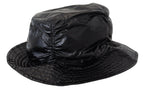 Black Quilted Faux Leather Women Bucket Cap Hat