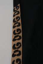 Black Cotton Elastic Waist DG Logo Cropped Pants