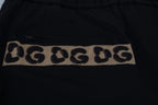Black Cotton Elastic Waist DG Logo Cropped Pants