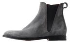 Gray Leather Men Ankle Boots Shoes