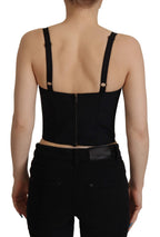 Black Patchwork Sicily Blouse Corset Cropped Top