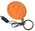 Orange Rubber DG Logo Gold Brass Metal Keychain
