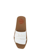 White Cotton Slides Woody Sandals