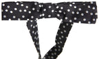 Black Polka Dot Silk Adjustable Men Neck Papillon Bow Tie