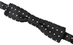 Black Polka Dot Silk Adjustable Men Neck Papillon Bow Tie