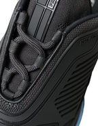 Black Blue Rubber Knit Slip On Low Top Sneakers Shoes