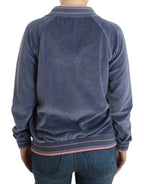 Blue velvet zipup sweater