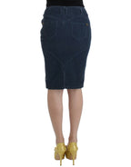Blue corduroy pencil skirt