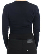 Blue cropped wool cardigan