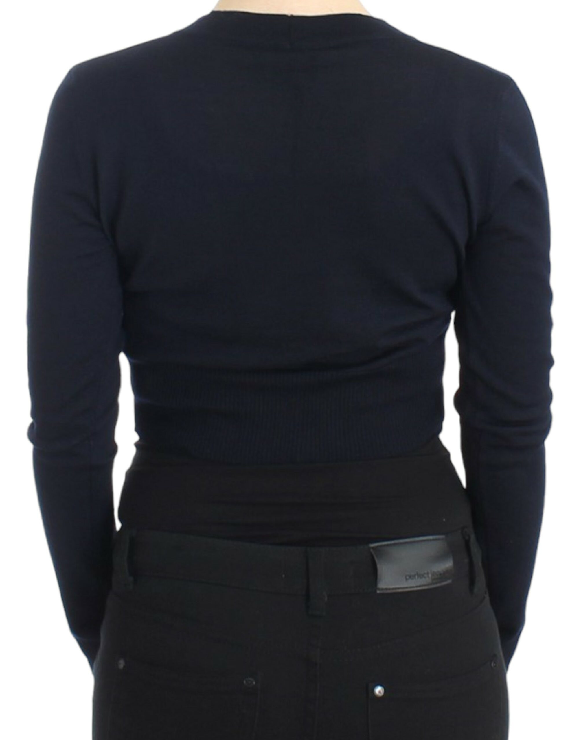 Blue cropped wool cardigan