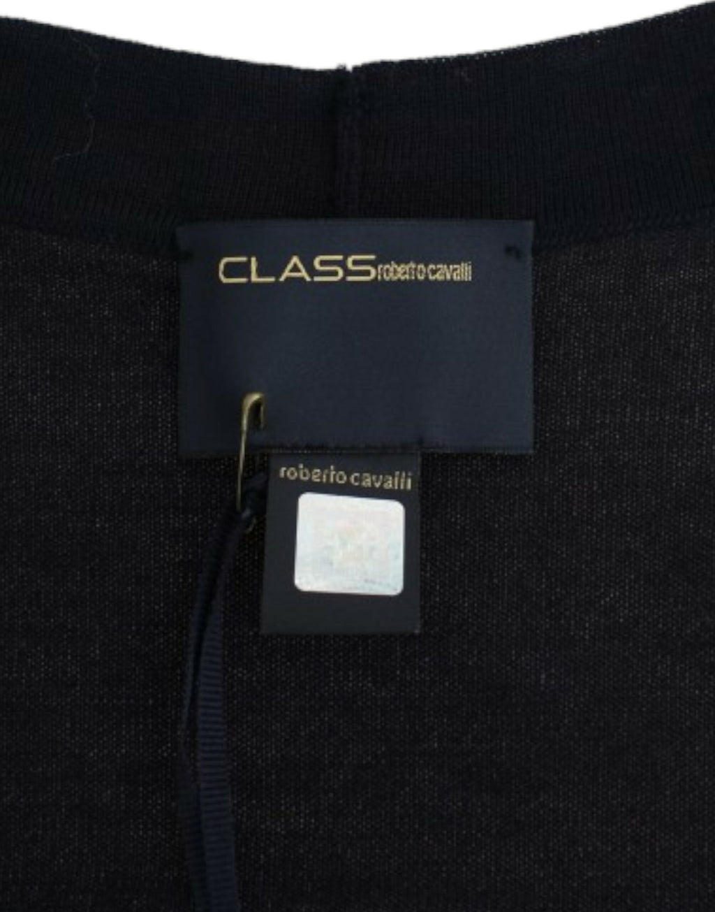 Blue cropped wool cardigan