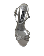 Silver Crystal Ankle Strap Sandals Shoes