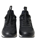 Black Floral Lace Leather Sneakers Shoes