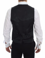 Gray Striped Wool Logo Vest Gilet Weste