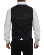 Gray Wool Silk Dress Vest Gilet Weste