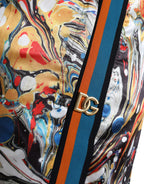 Multicolor Marble Print Satin Pants
