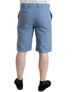 Sky Blue Cotton Folded Hem Men Bermuda Shorts