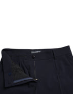 Blue Mid Waist Tapered Cropped Pants