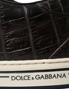 Brown Croc Exotic Leather Men Casual Sneakers Shoes