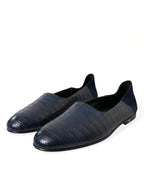 Blue Crocodile Leather Loafers Slip On Shoes