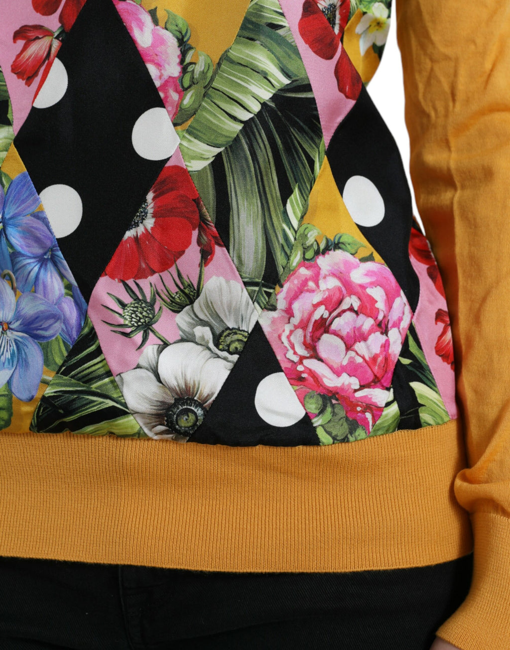 Multicolor Patchwork Cashmere Henley Sweater