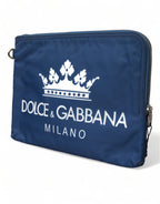 Blue DG Milano Print Nylon Pouch Clutch Men Bag