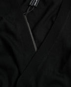 Black Wool V-neck Crossed Cardigan Sweater