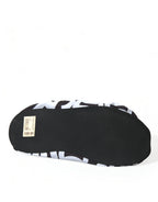 White Logo Print Nylon Slip On Flats Shoes