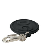 Black Rubber DG Logo Silver Brass Metal Keyring Keychain