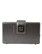 Metallic Gray Calfskin Leather DG BOX Shoulder Bag