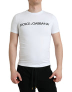 White Logo Print Cotton Crew Neck T-shirt