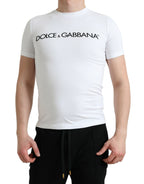White Logo Print Cotton Crew Neck T-shirt