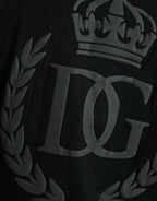 Black Logo Embossed Crew Neck Short Sleeves T-shirt