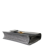 Gray Exotic Leather Medium Shoulder Hand Purse Bag