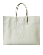 White Yellow Exotic Skin Leather Shopping Tote PAPIER Bag