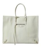 White Yellow Exotic Skin Leather Shopping Tote PAPIER Bag