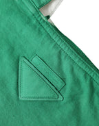 Green Jersey Fabric Logo Shoulder Shopping Tote Shopping Bag