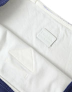 Blue Jersey Fabric Logo Shoulder Shopping Tote Shopping Bag