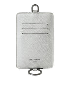 White Calf Leather Lanyard Logo Card Holder Wallet