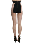 Beige Silk High Waist Mini Hot Pants Shorts