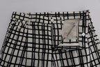 White Black Striped Casual Shorts