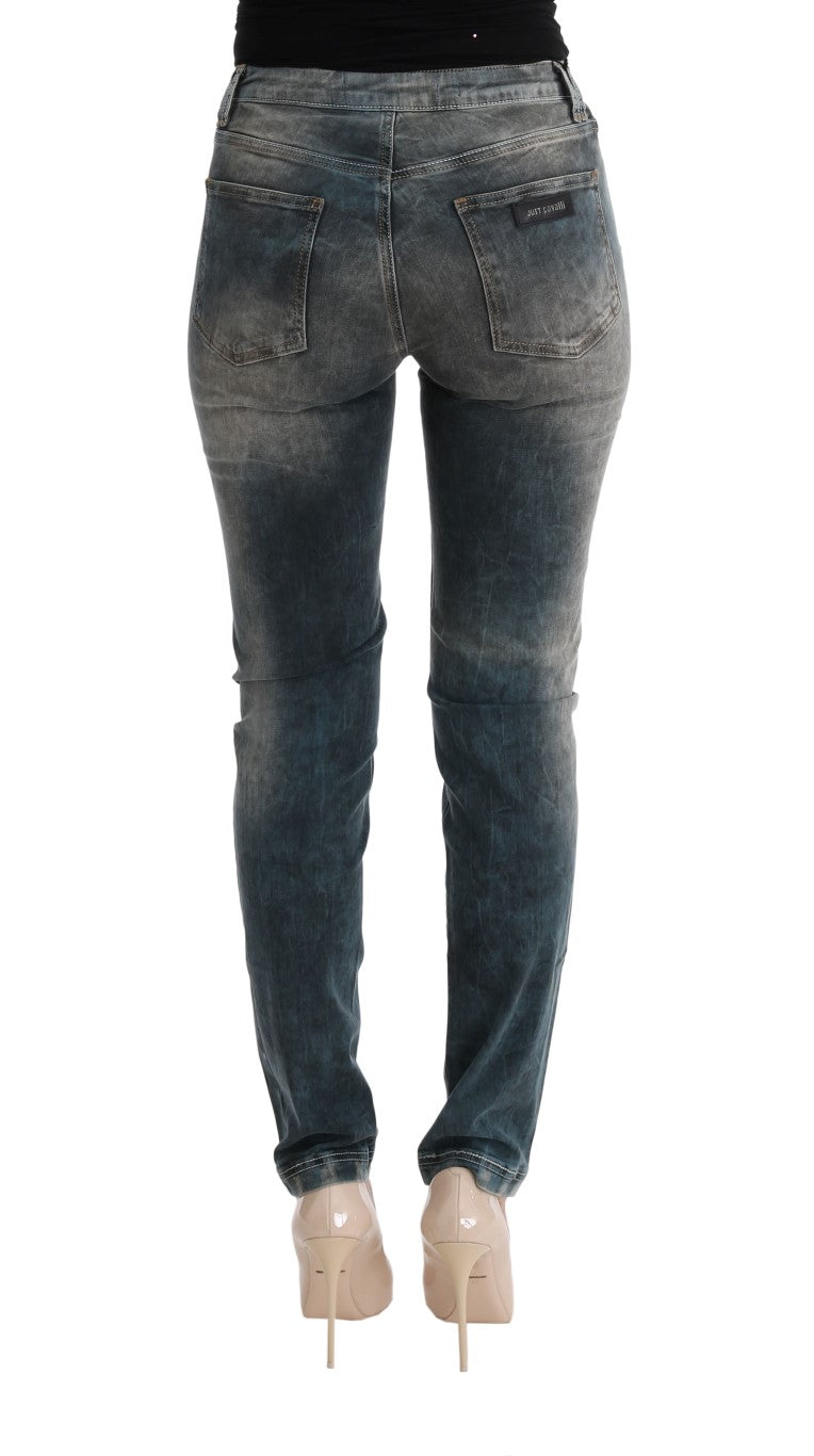 Blue Wash Cotton Blend Slim Fit Jeans