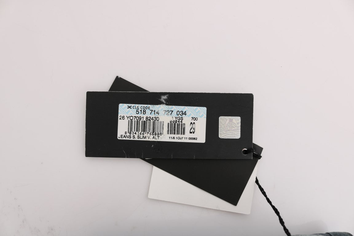 Blue Wash Cotton Blend Slim Fit Jeans