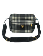 Grey Fabric & Leather Crossbody Bag