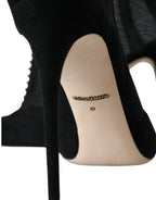 Black Mesh Stiletto Heels Ankle Boots Shoes